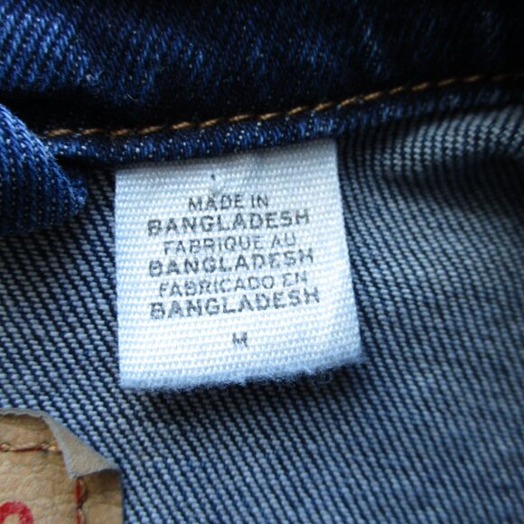 Levis Jacket Mens M Blue Trucker Dark Denim Stretch Western Flap Pockets Unisex - Picture 6 of 15